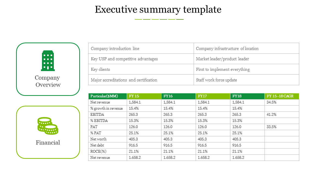 executive summary template ppt-green